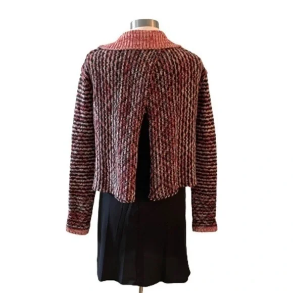 Free People Open Back 3 Snap Front Closure 75% Wool Knit Cardigan Sweater Medium - Picture 9 of 16